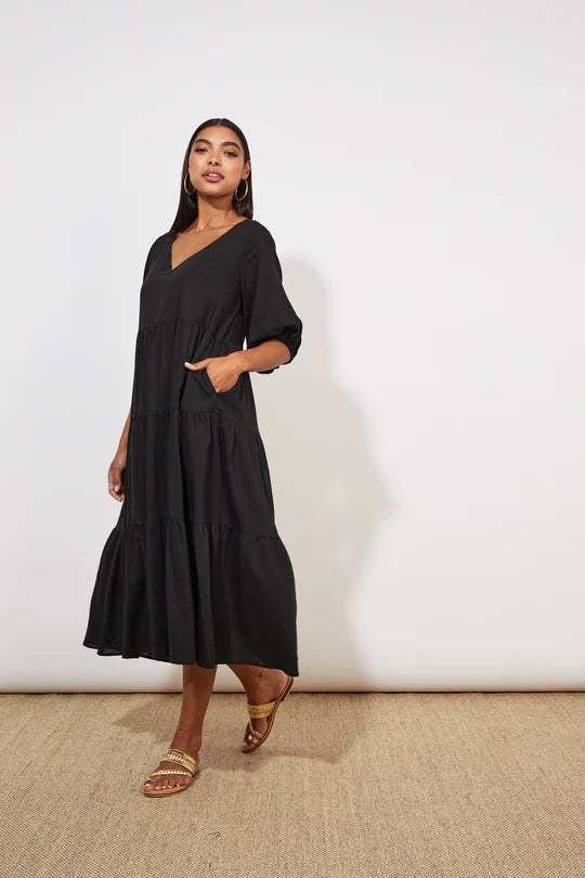 Haven Tanna Tiered Maxi Dress Jet