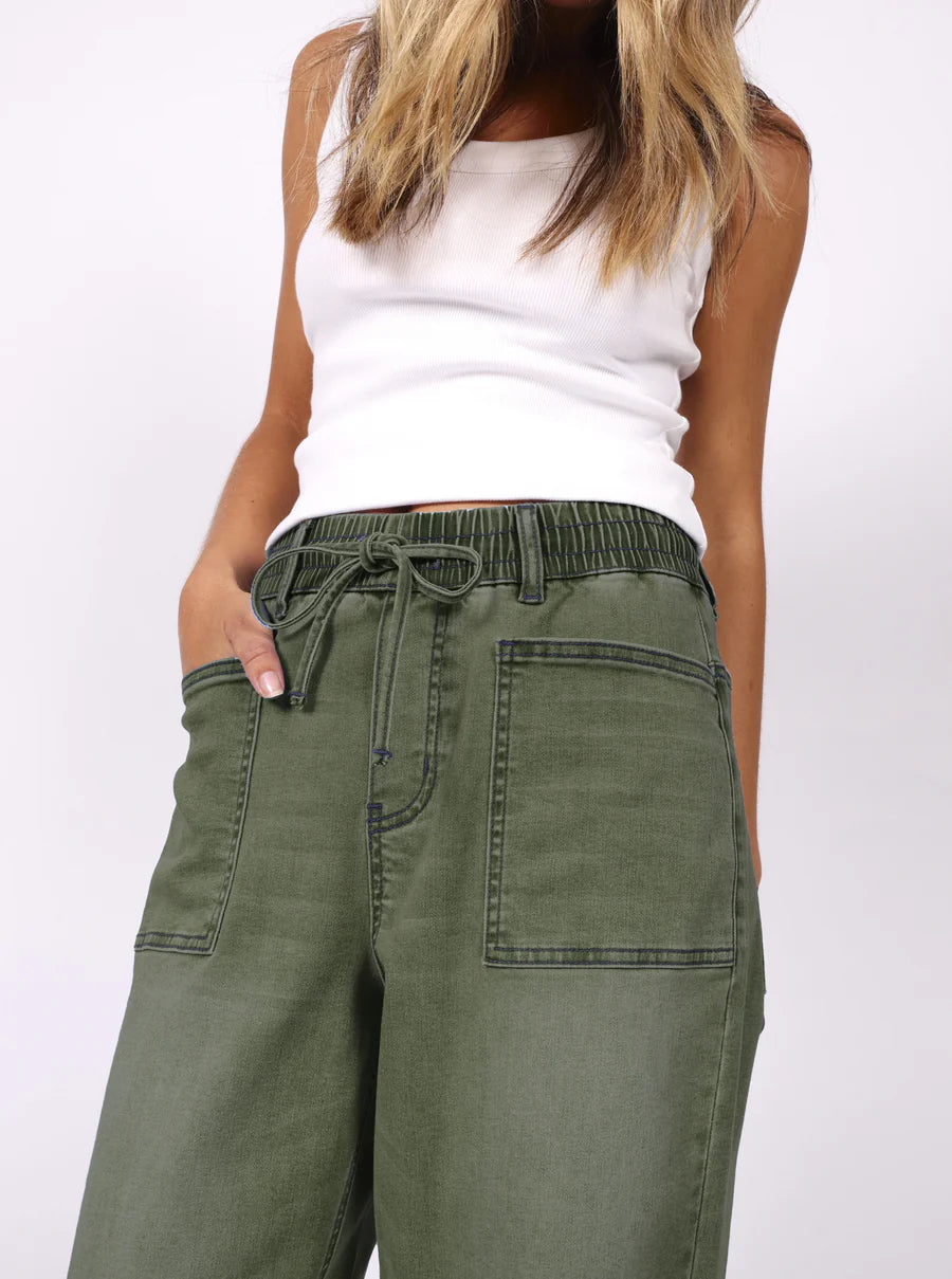 Monaco Leo Barrel Jean - Khaki