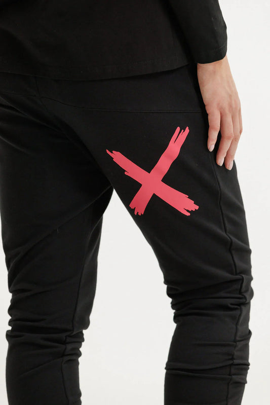 Homelee Apartment Pants - Alpine - Black with Coral