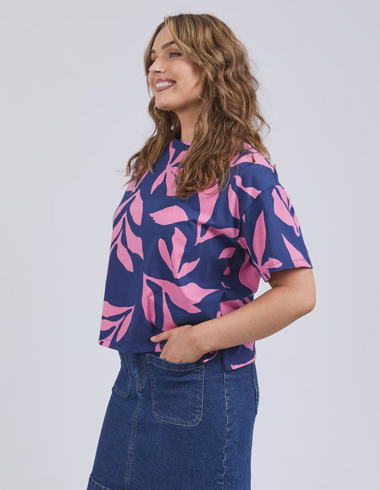 Elm Mimosa Tee - Blue Depth Yardage Print