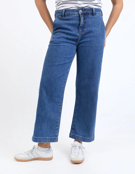 Elm Izzy Wide Leg Jean- Dark Blue Wash