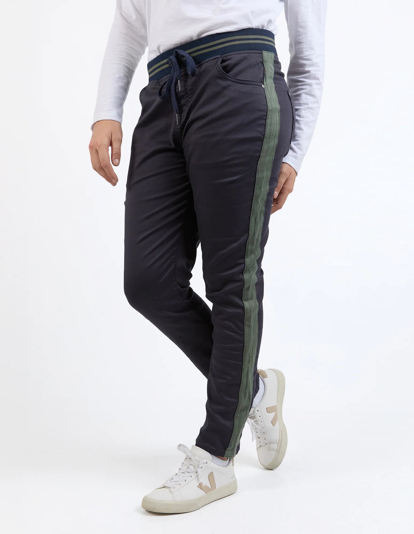 Elm Margo Jogger with Side Tape - Navy with Khaki
