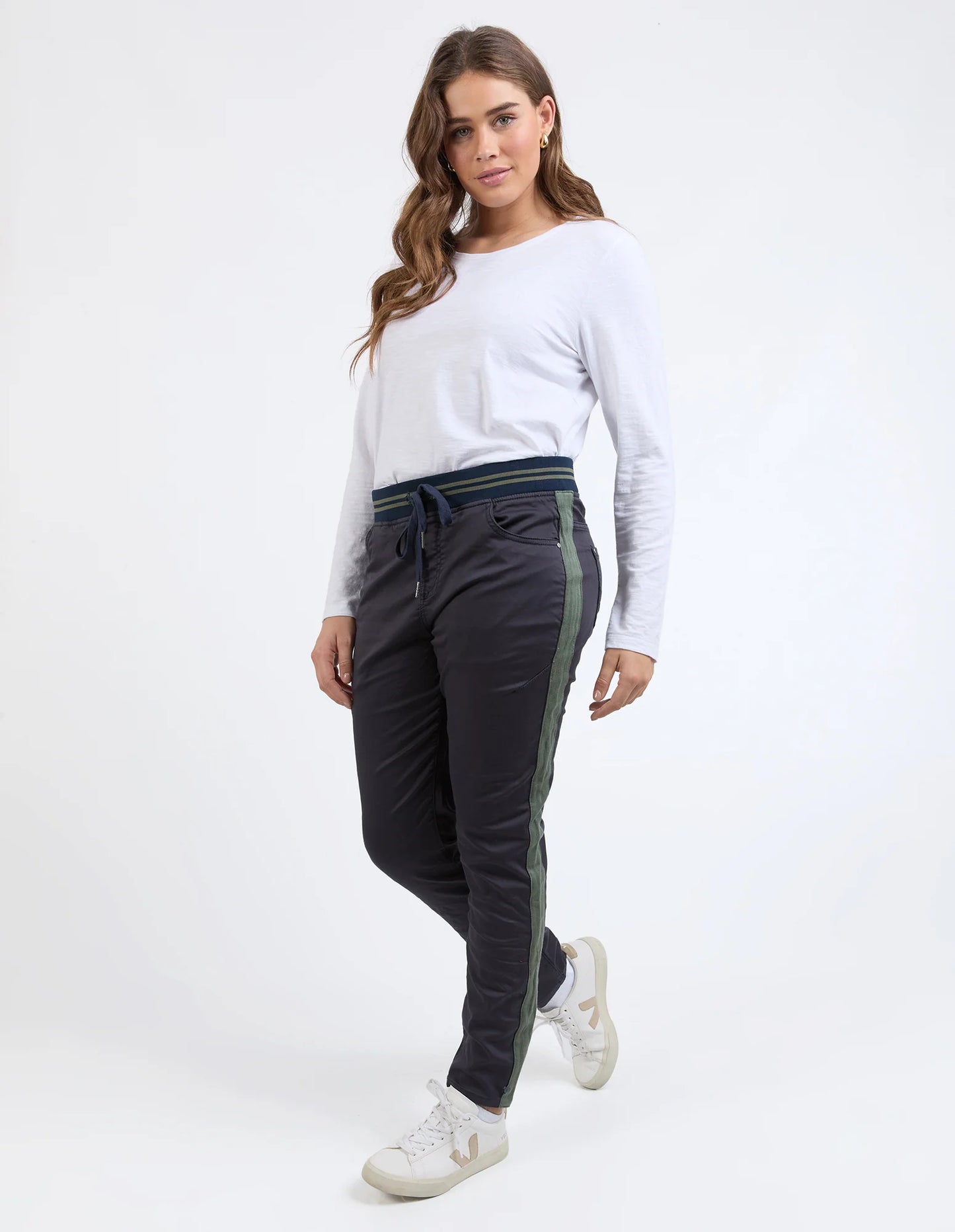 Elm Margo Jogger with Side Tape - Navy with Khaki