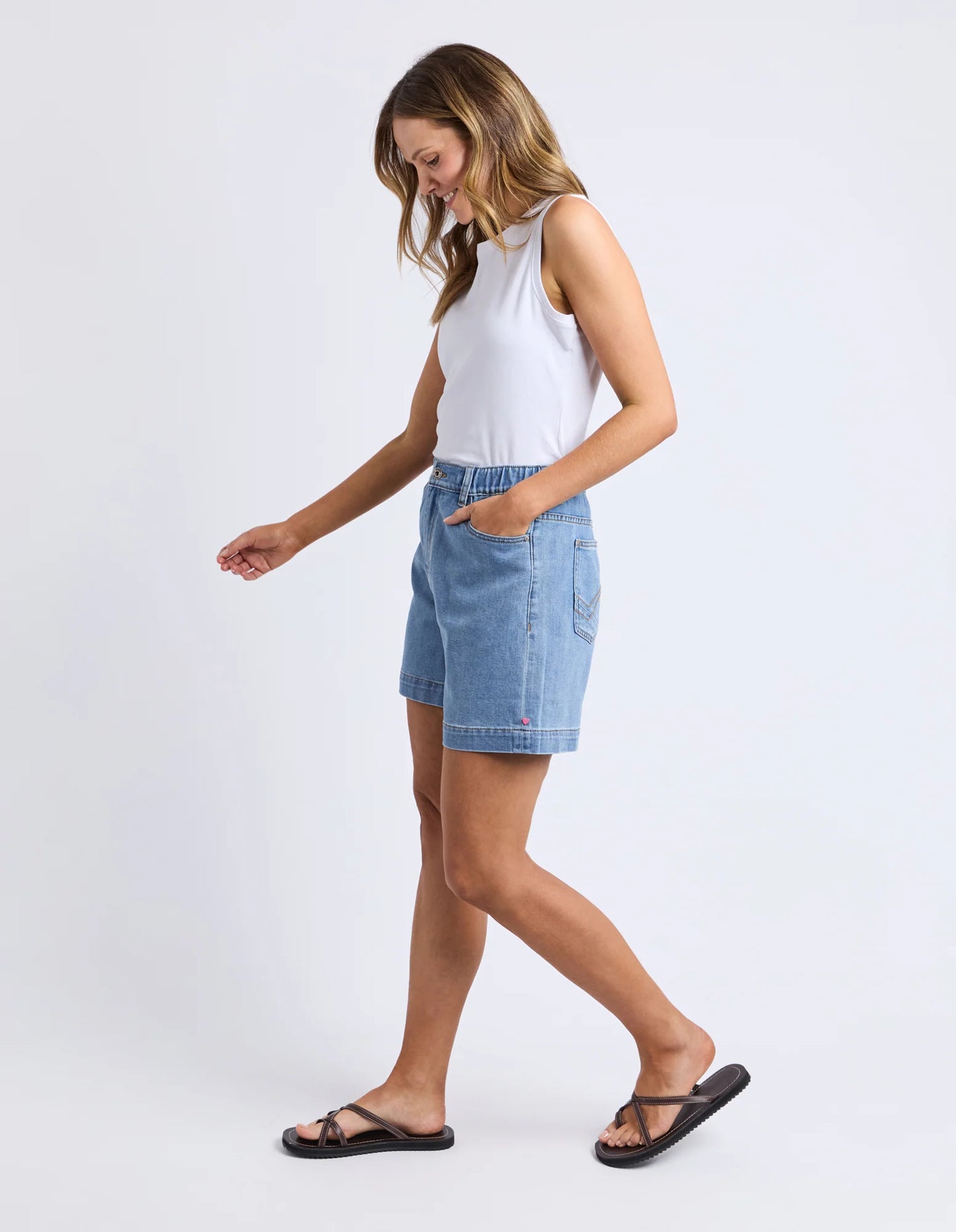 Elm Birdie Denim Short - Light Blue Wash