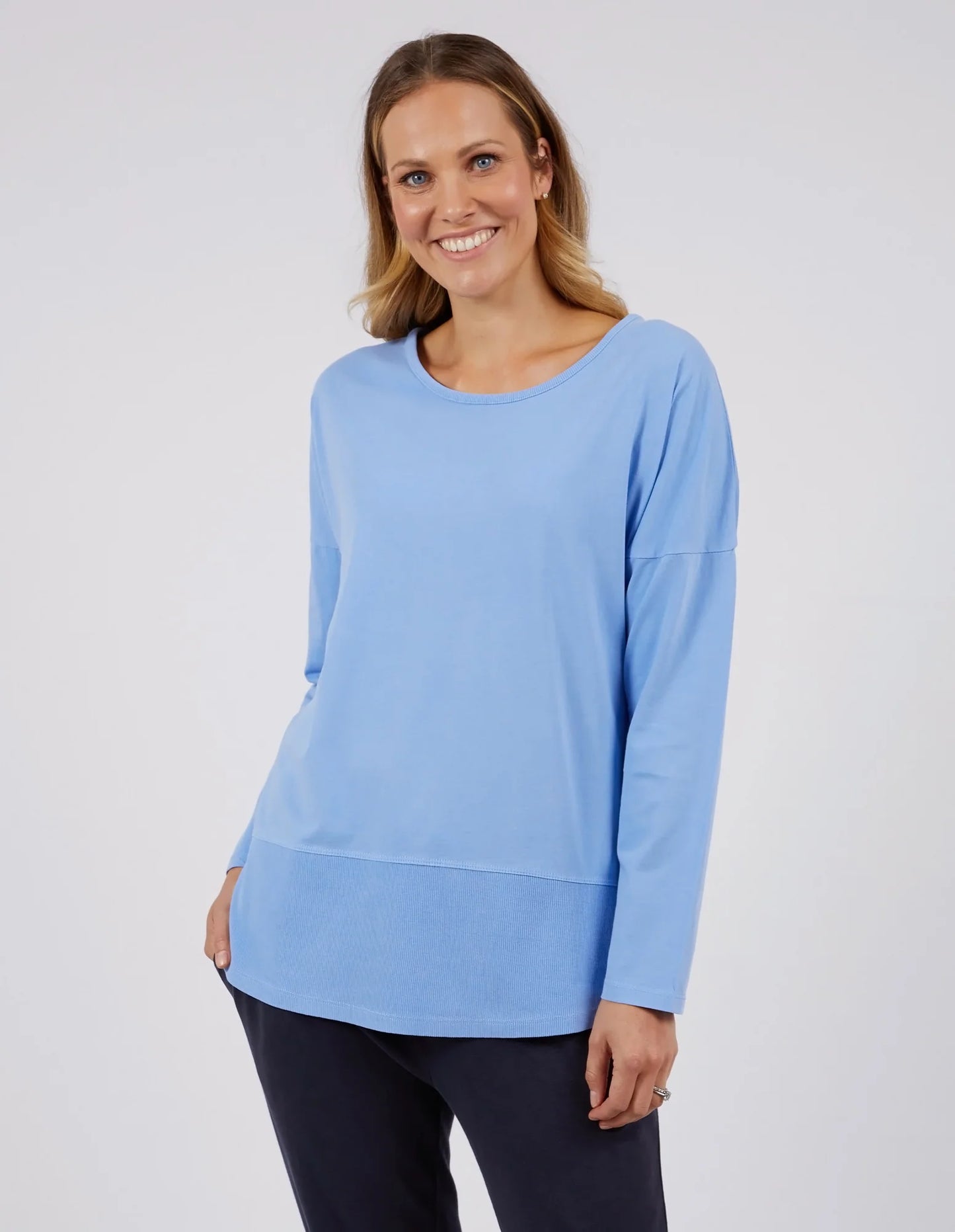 Elm Rib L/S Tee Hydrangea