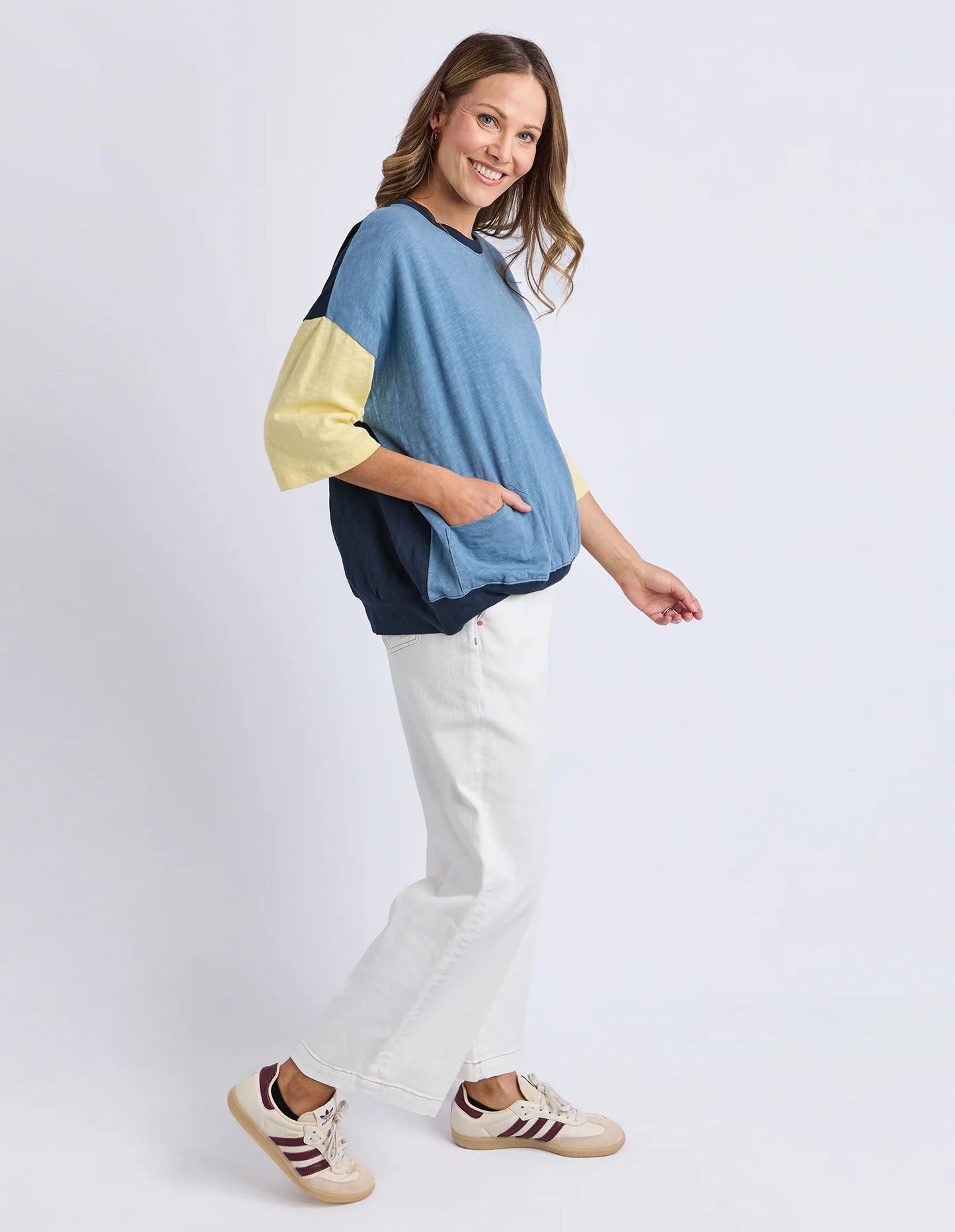 Elm Mazie Sweat - Bsha/Banana & Navy