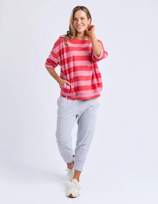 Elm Mazie Block Stripe Sweat - Cayenne & Rose