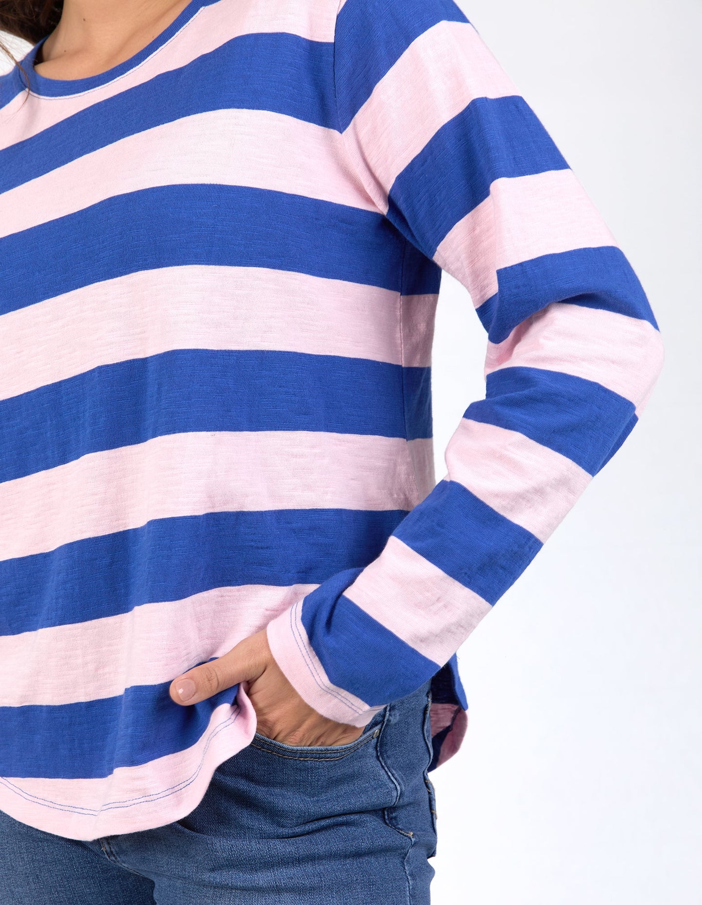 Elm Spritz Stripe L/S Tee - French Blue/Pink Stripe