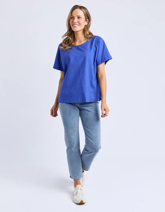 Elm Curtis Woven S/S Tee - Ocean Blue