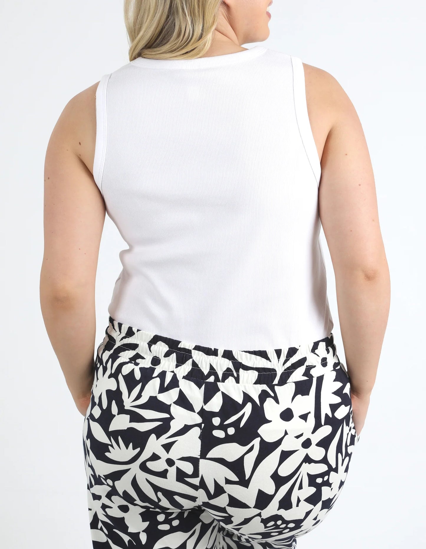 Elm Rib Vee Tank - White