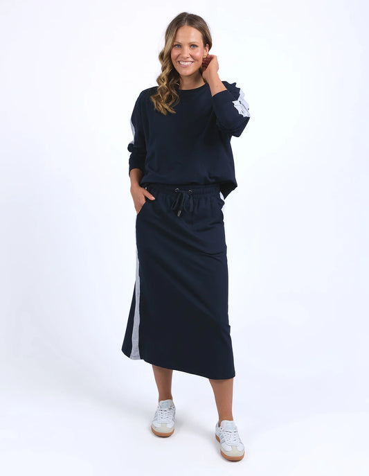 Elm Sloane Fleece Skirt - Navy /Grey Trim