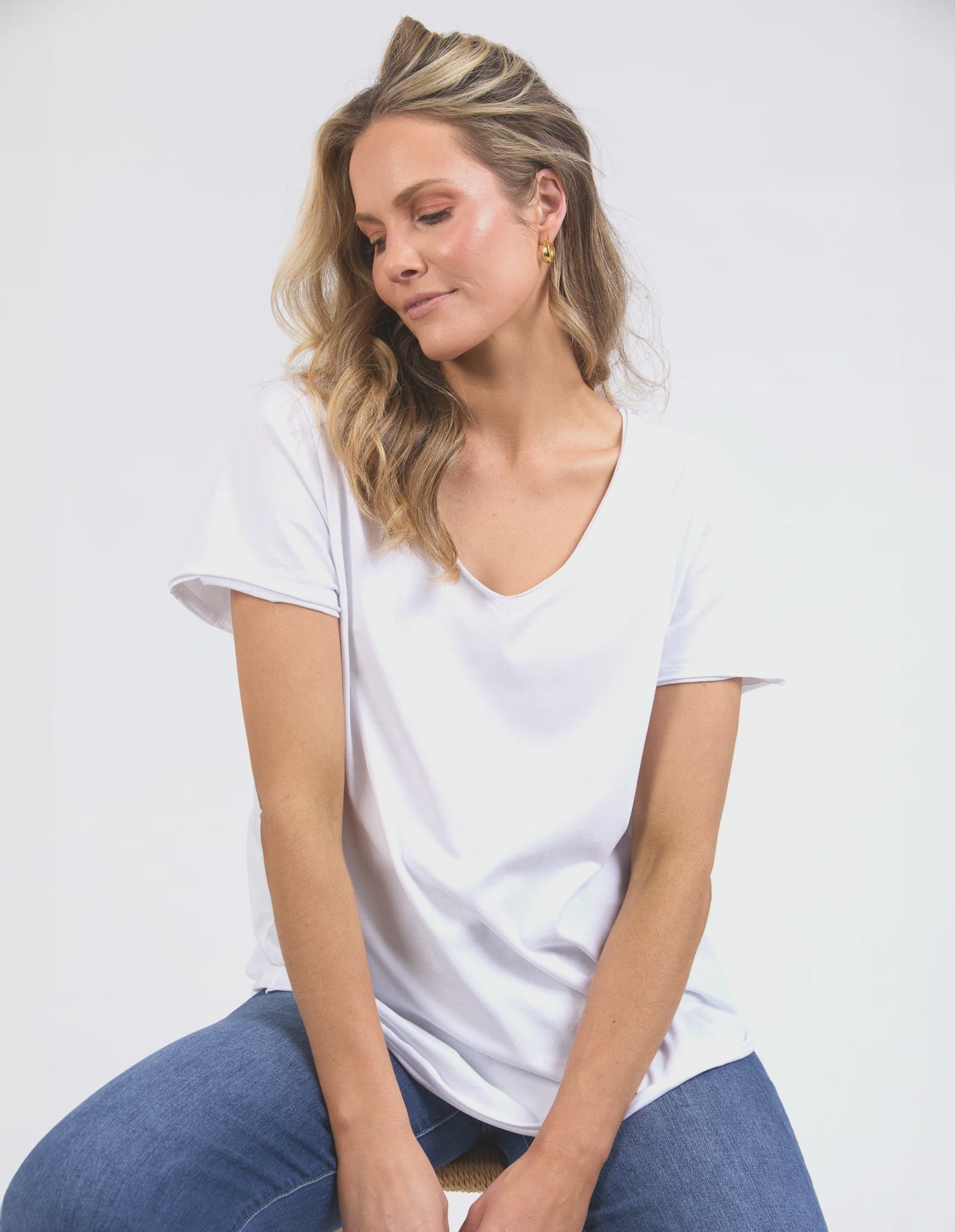 Elm Pima Vee Tee - White