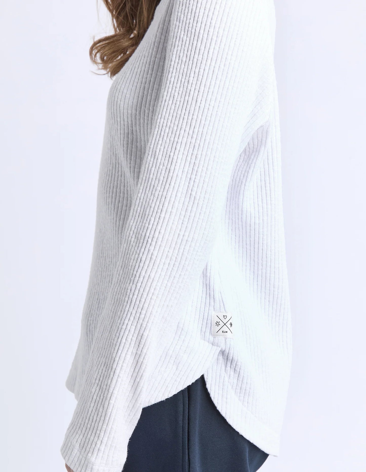 Elm Veronica Rib L/S Tee - White