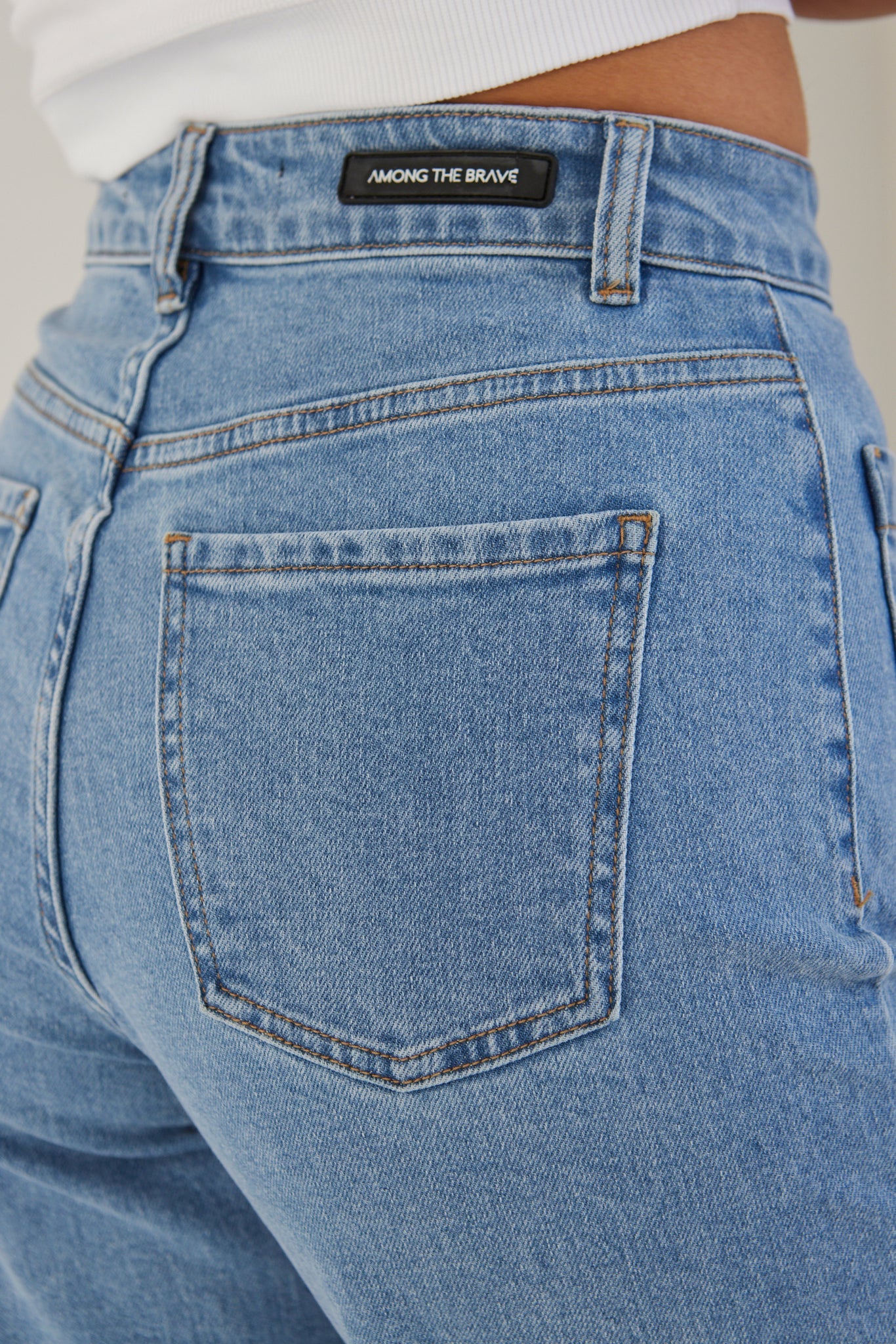 Among the Brave Zoey High Rise Wide Leg Pocket Jean - Light Blue