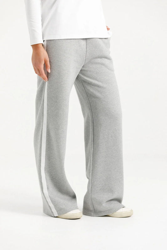 Homelee Alpine Palazzo Pant - Grey Marle with White Velvet