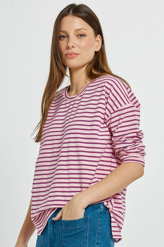 Betty Basics Vienna Tee - Pink/Purple/Red Stripe