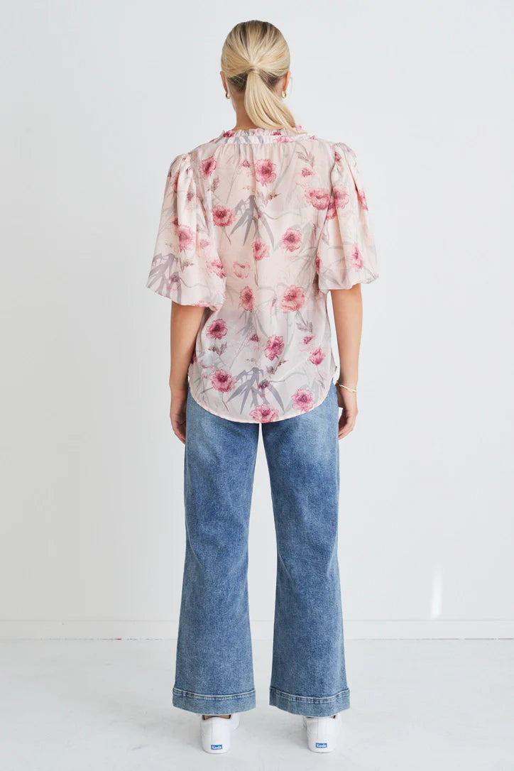 Ivy + Jack Promised Bubble Sleeve SS Top Poppy Floral