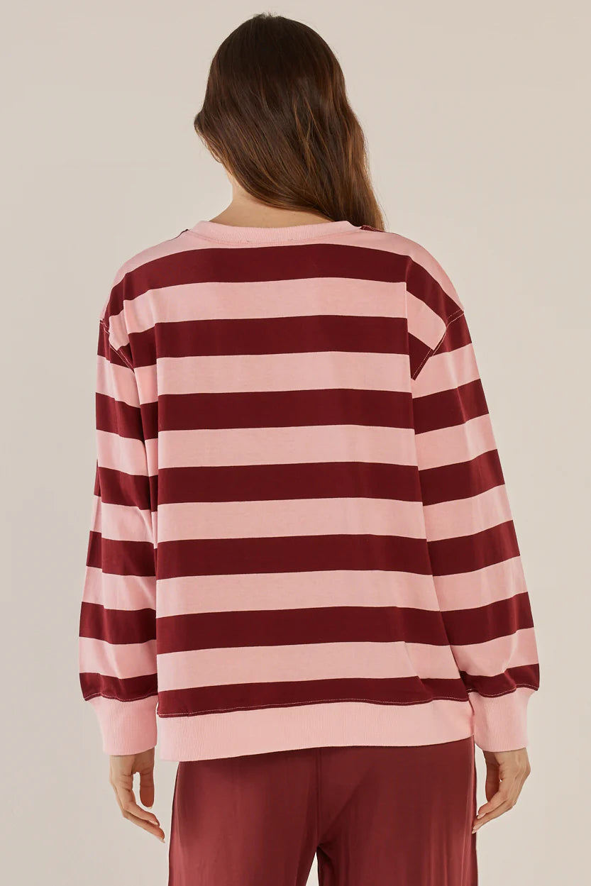 Betty Basics Stazie Sweatshirt - Pink/Red Stripe