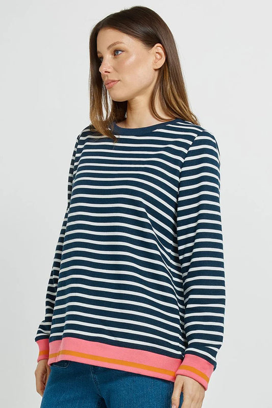 Betty Basics Tyra Sweat - Navy/White Stripe