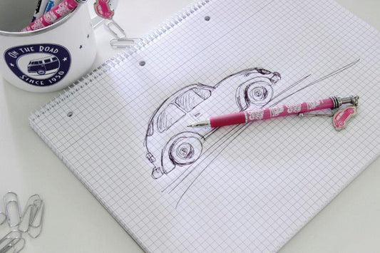 Artisanal VWBettle Pen with Charm - Pink