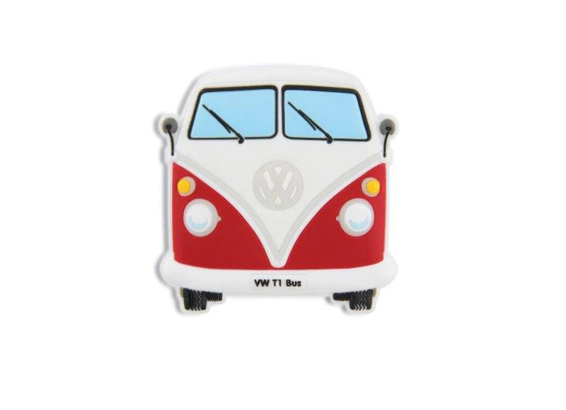 Artisanal VW T1 Bus Rubber Magnet - Front Red