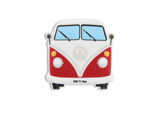 Artisanal VW T1 Bus Rubber Magnet - Front Red
