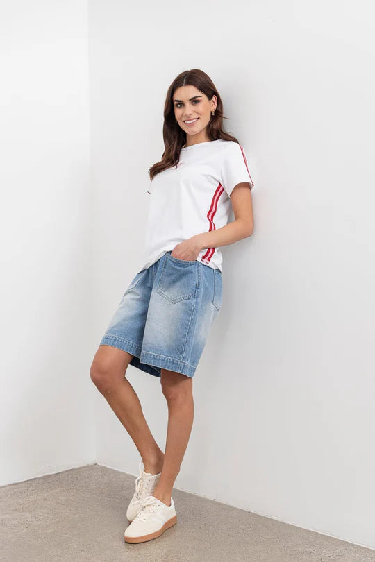 Moss by Mi Moso Bee Tee Stripe - White