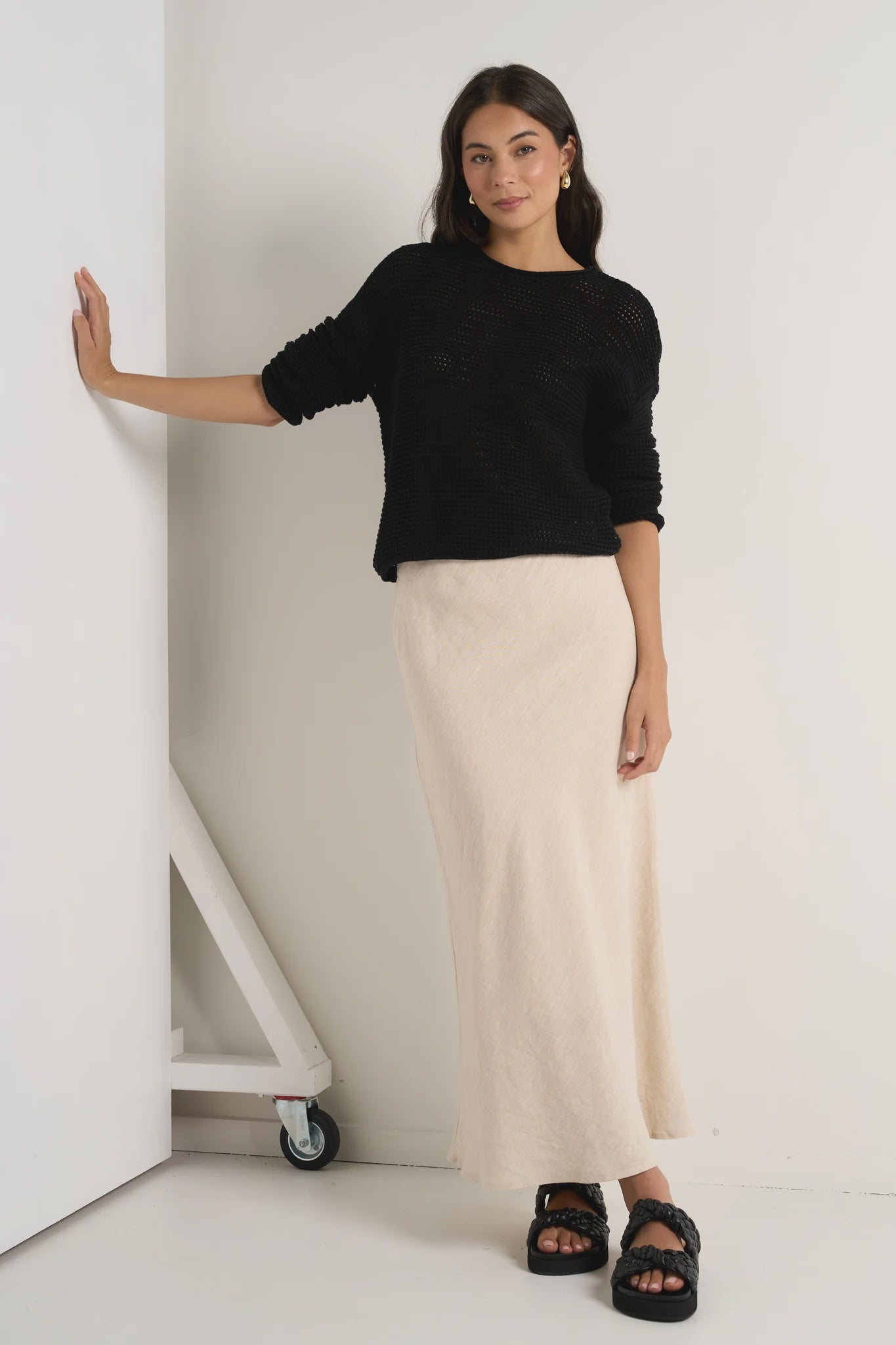 Re:Union Bliss Line Bias Midi Skirt - Natural