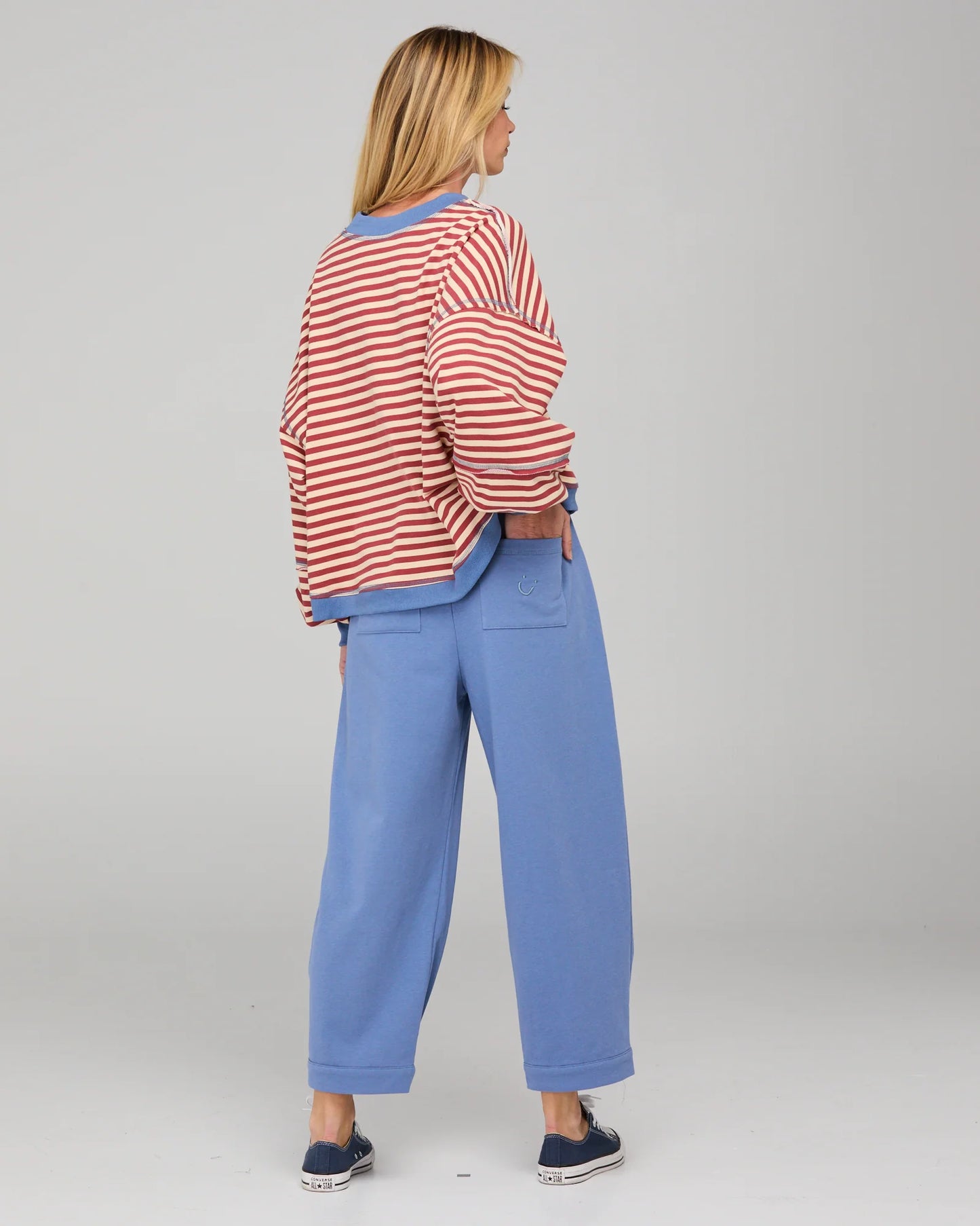 Boom Shankar Guru Sweater - Washed Marooon Stripe