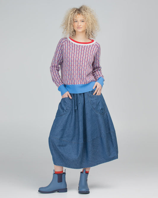 Boom Shankar Winter Guru Skirt - Mid Wash Denim