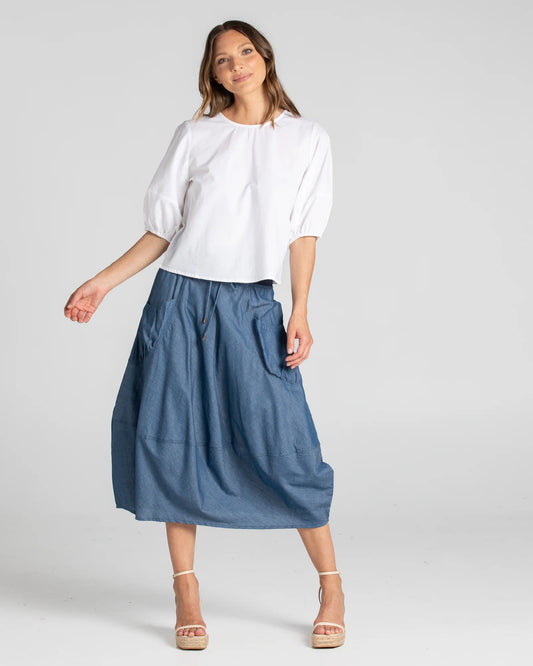 Boom Shankar Guru Skirt - Blue Chambray