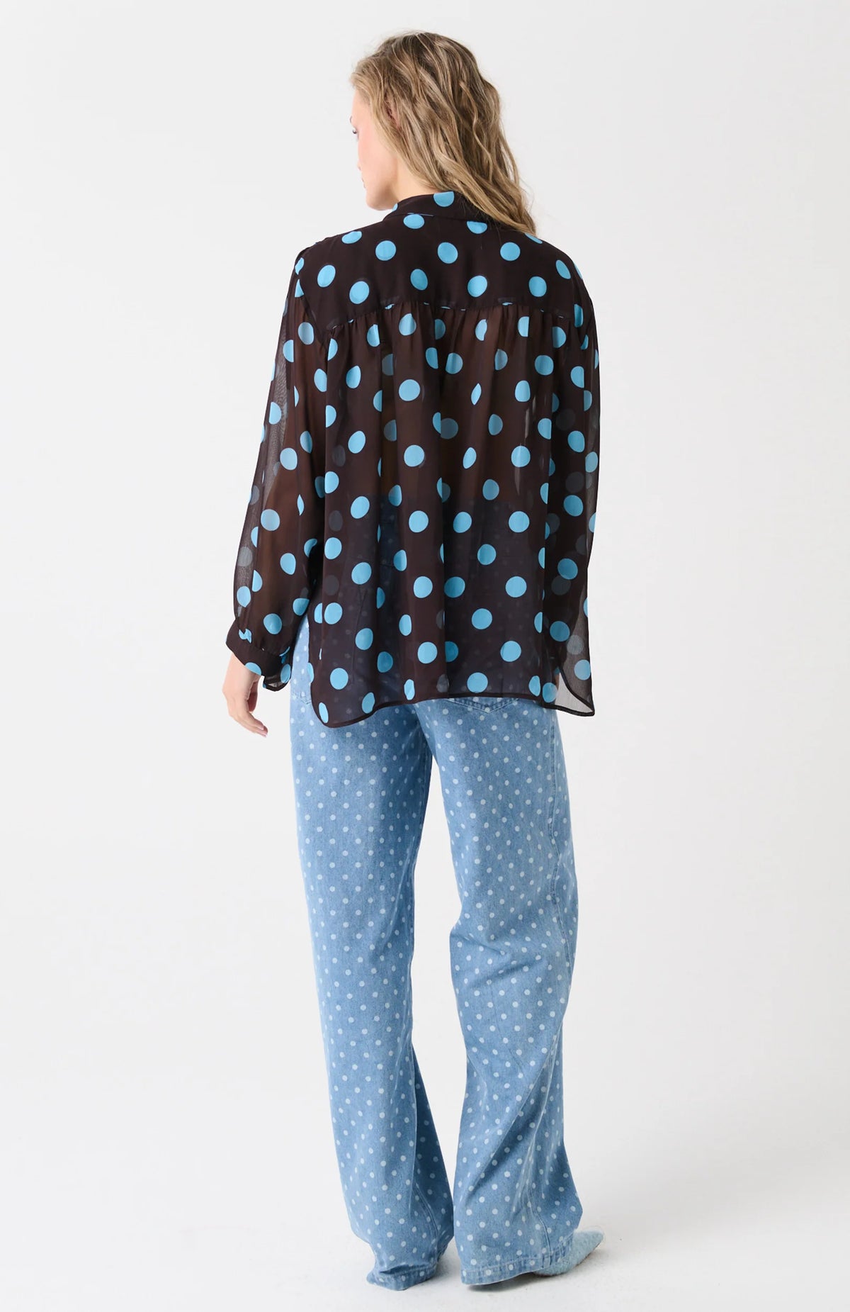 Cartel & Willow Lulu Sheer Shirt - Brunette Polka