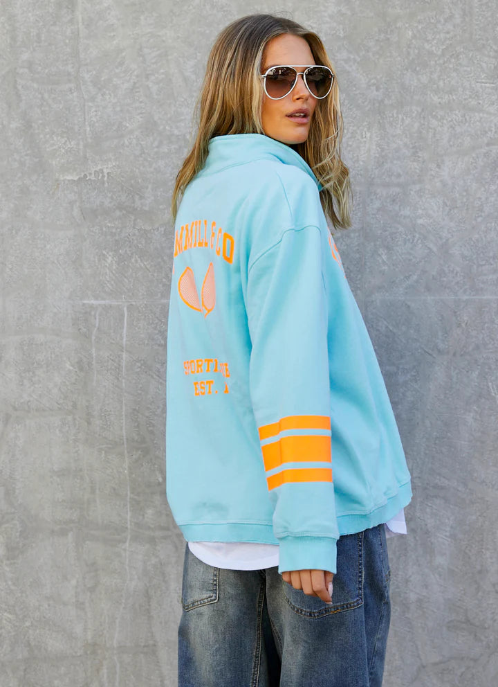 Hammill & Co Tennis 1/2 Zip Sweat - Aqua