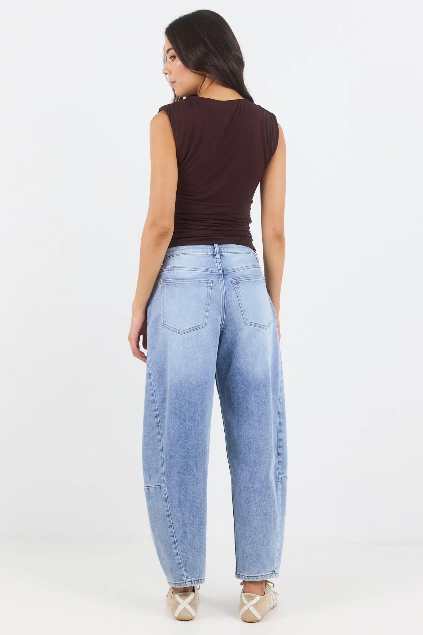 Among the Brave Graduate Stretch Barrel Jeans - Light Blue