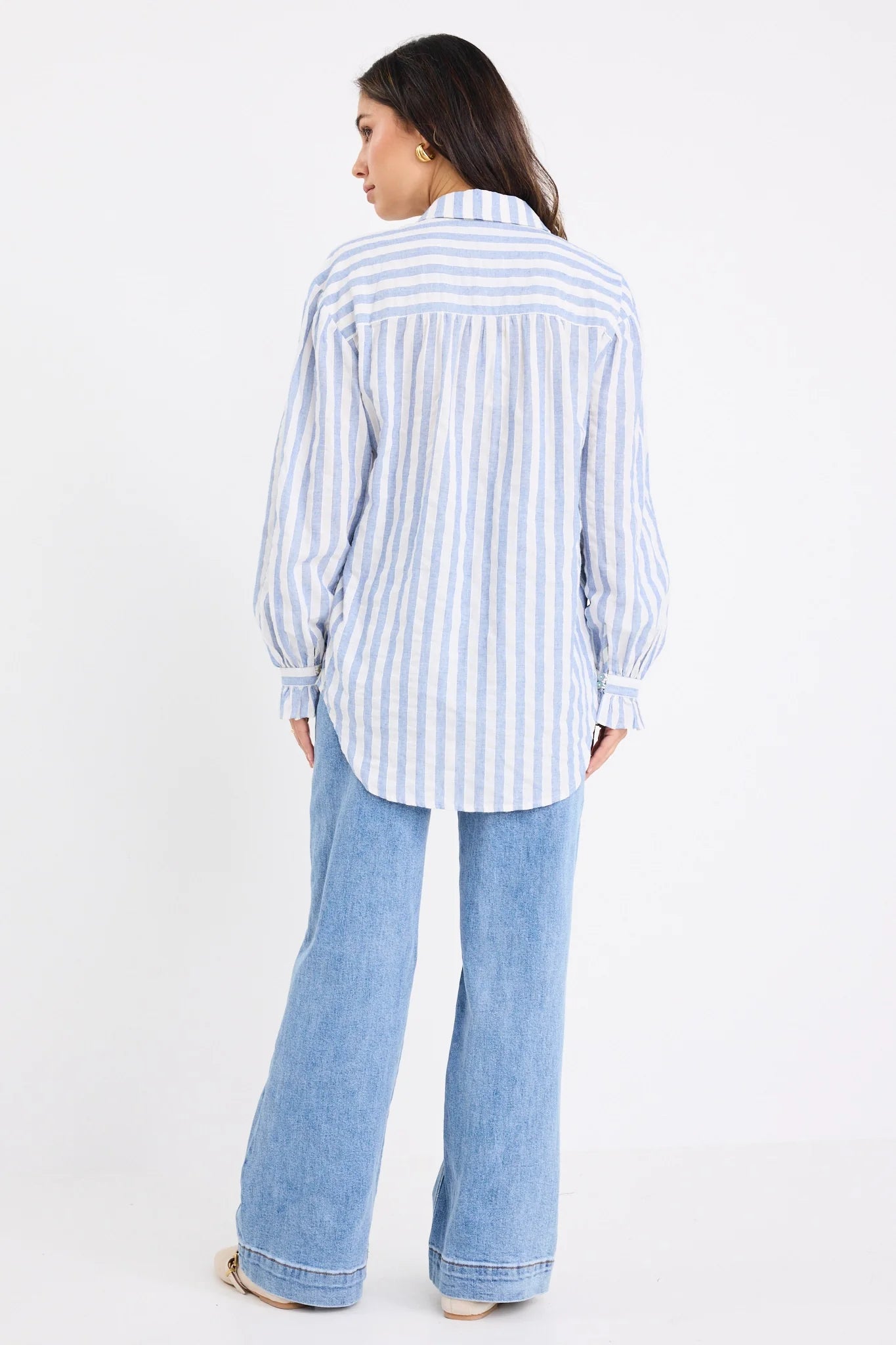 by rosa. Connection Drop Shoulder LS Shirt - Blue Stripe