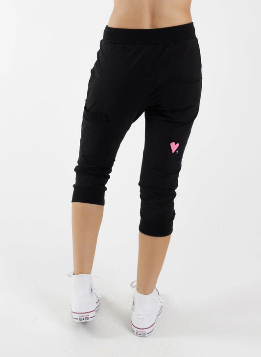 Federation Cut Trackies - With Love Black/Pink