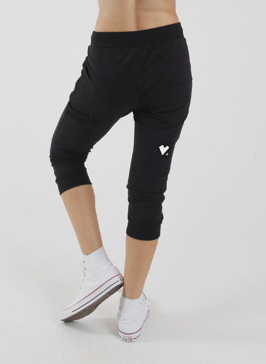 Federation Cut Trackies - With Love Black/White