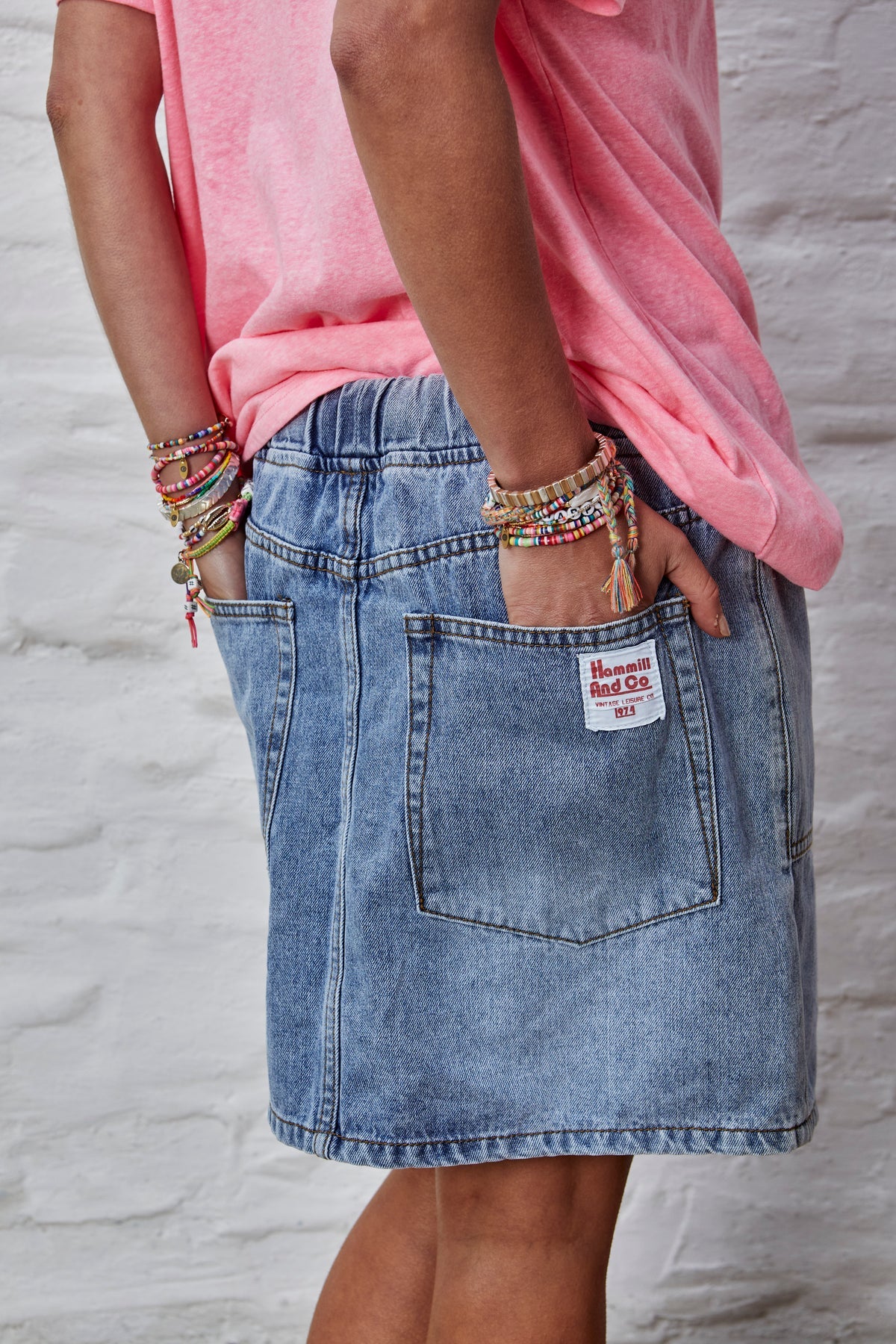Hammill & Co Draw Cord Denim Skirt - Stonewash