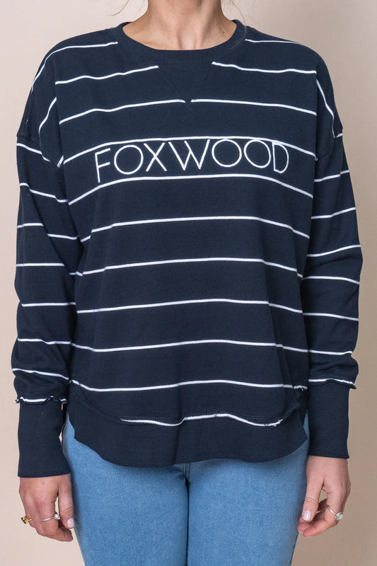 Foxwood Classic Simplified Crew - Stripe Navy