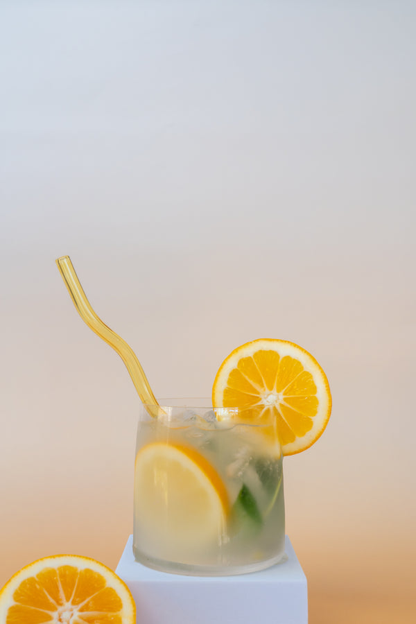Sucker Wavy Glass Straw Set -Multi-Colour