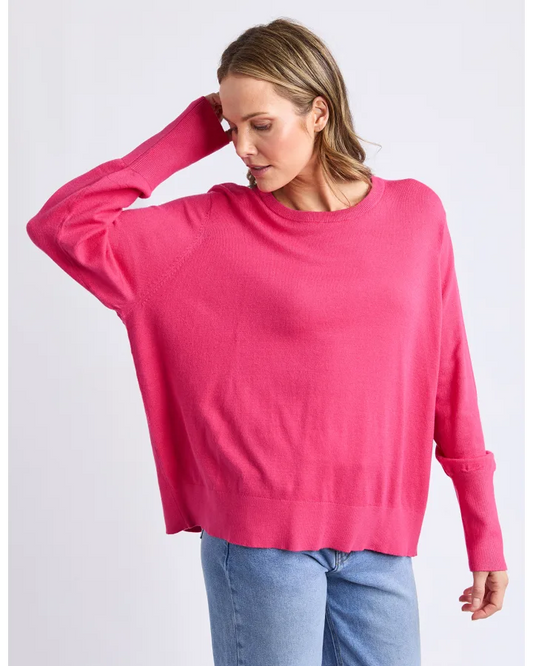 Elm Sunny Long Sleeve Knit Top - Hot Pink