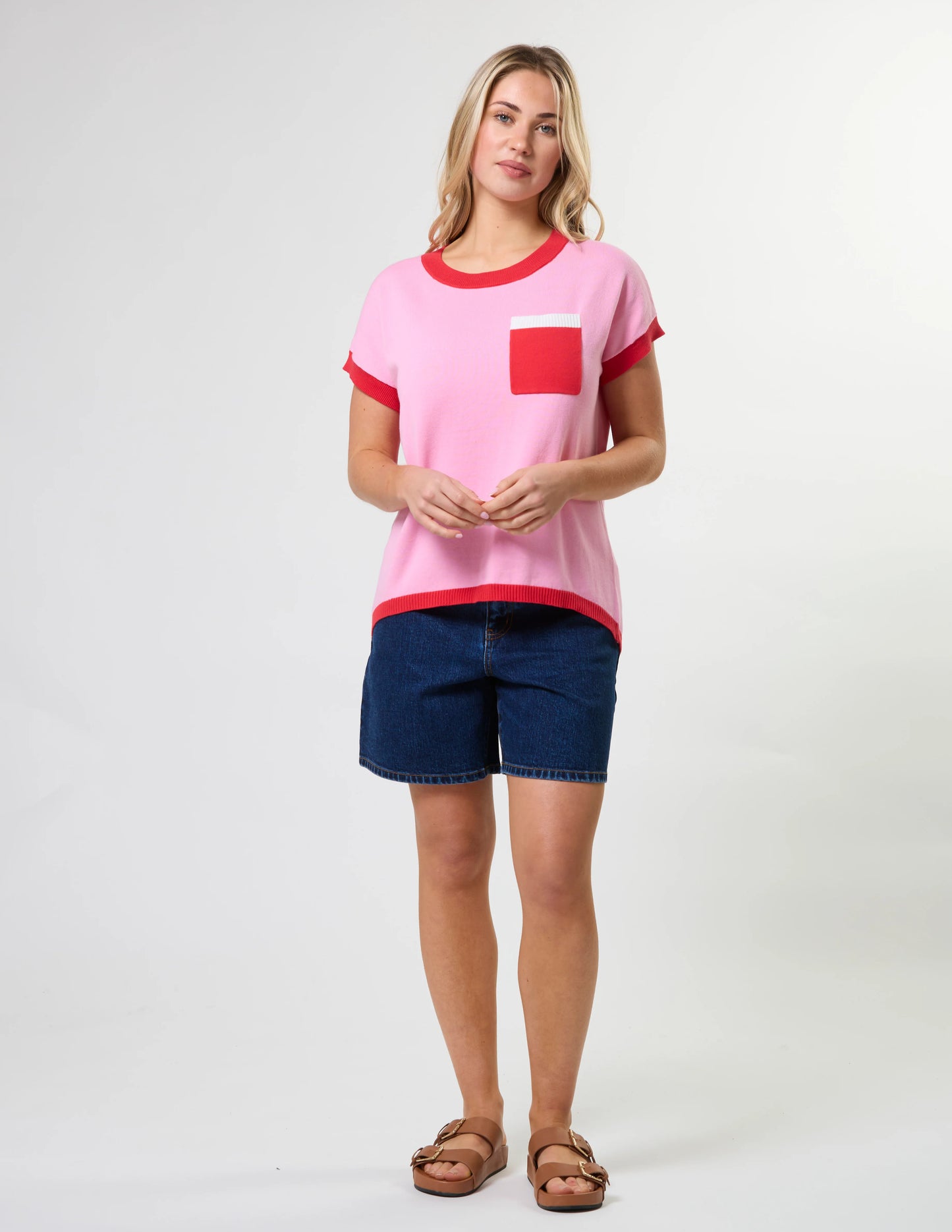 Stella + Gemma Laneway Pocket Top - Pink & Red