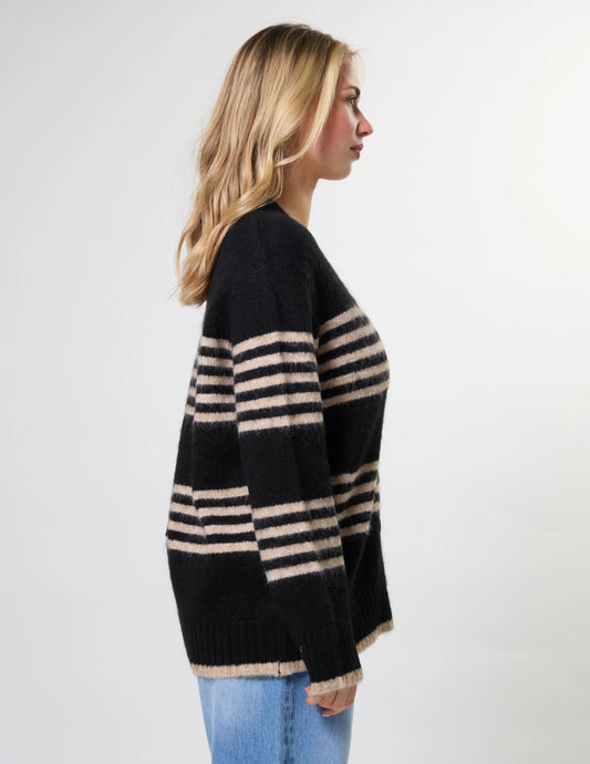 Stella + Gemma Stripe Cardigan - Black Sand