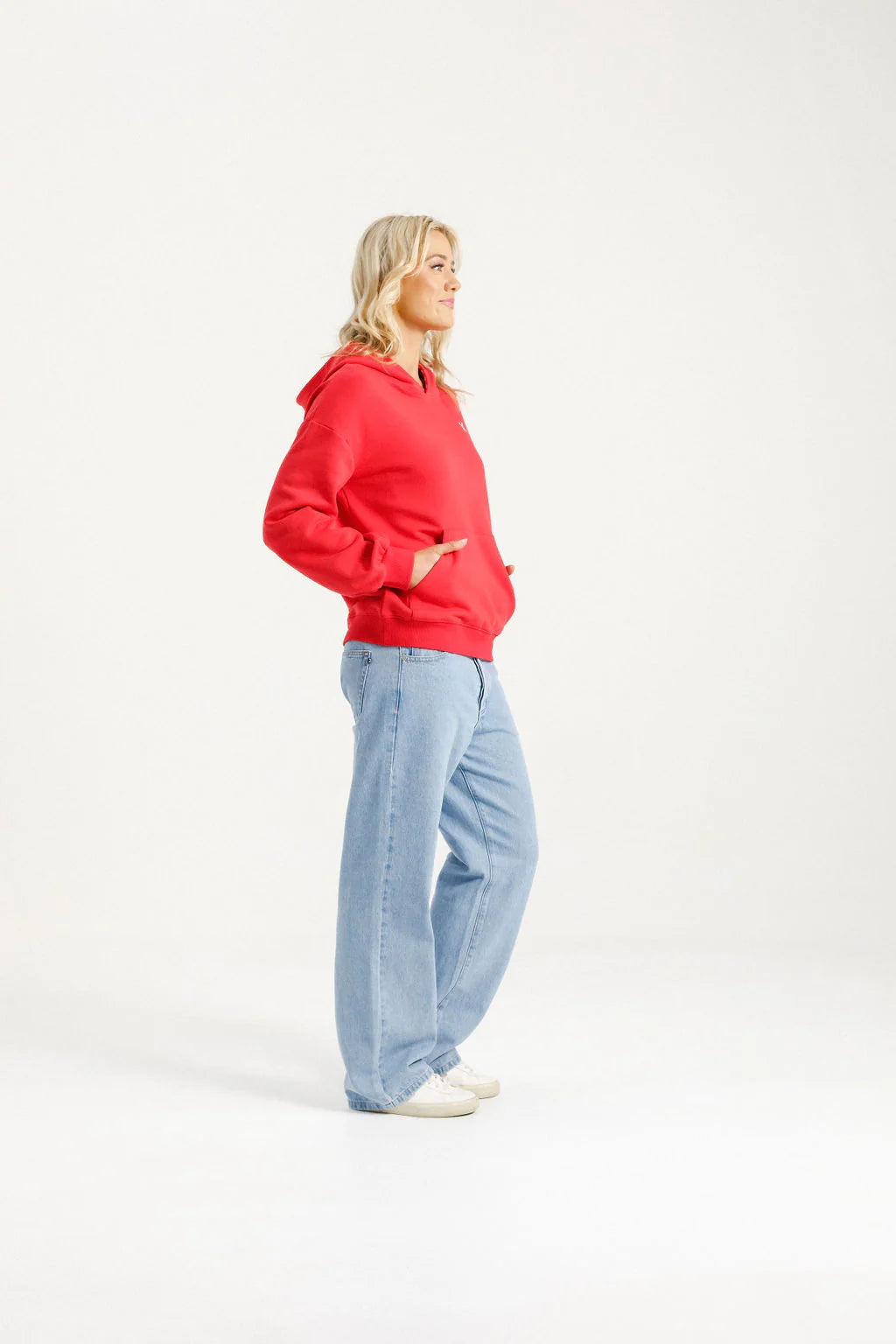 Homelee Alpine Elliot Hoodie - Ruby Red with Pink X