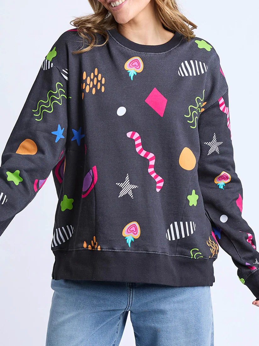 Elm Licorice Galaxy Crew - Midnight Yd Print