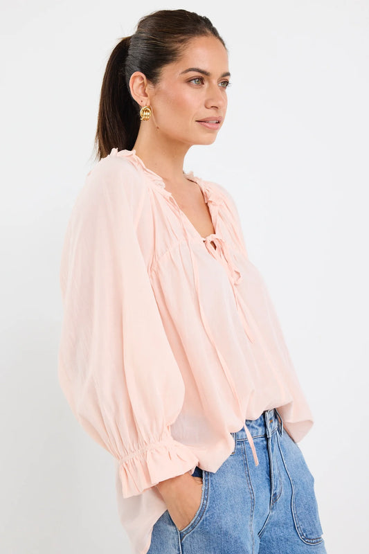 Ivy & Jack Empressions SS Tie Front Top - Rosewater Voile