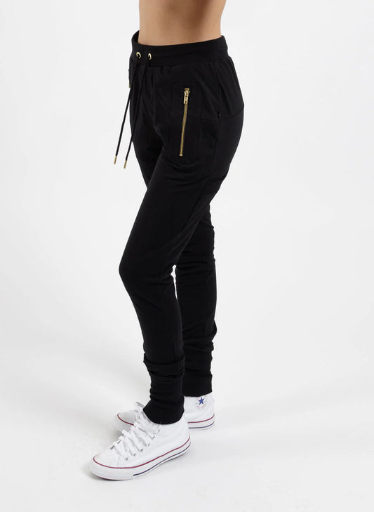 Federation Escape Trackies - Black with Gold Zips