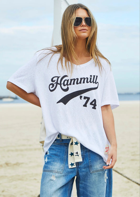 Hammill & Co 74 Logo V Neck Tee - White