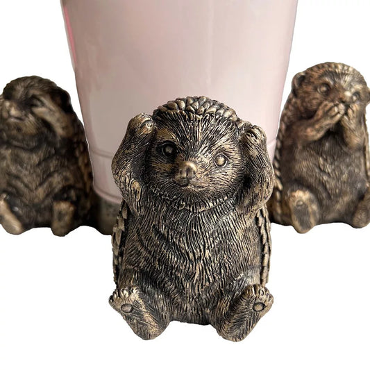 Linen & More Hedgehog Pot Holder Set of 3 - Gold