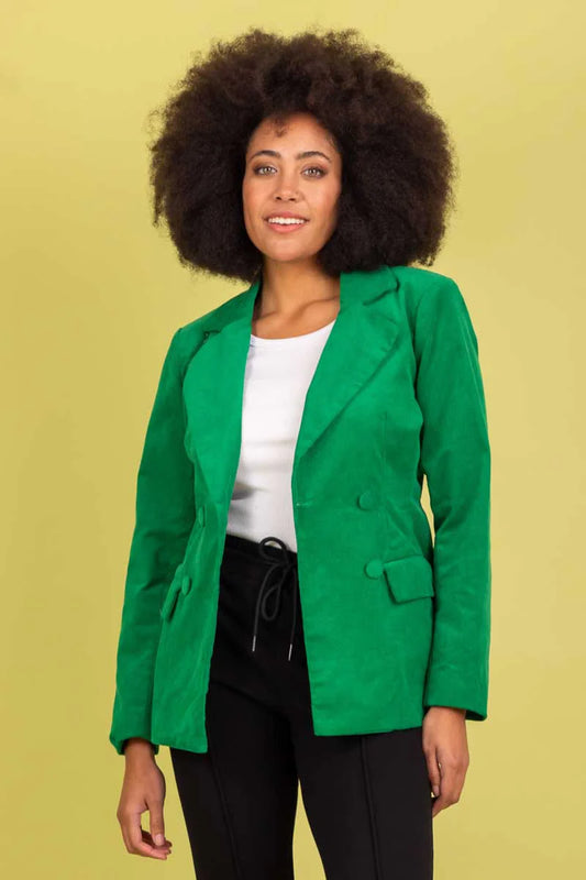 Charlo Juliana Cord Cotton Blazer Green